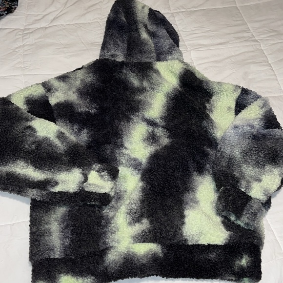 Current Mood for Dolls Kill camp/ tie-dye fuzzy hooded jacket/coat. Size XS EUC - Picture 6 of 6